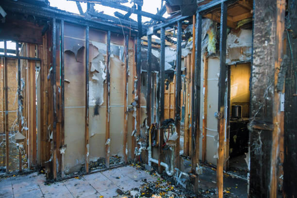 Professional Fire Damage Restoration technician working in Leadington, MO